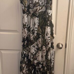 INC International Concepts Botanical Print Maxi Dress - Brown, White, Olive